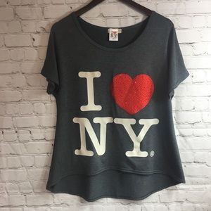 Sweet Gisele XL, I Love NY Gray Top with Red heart